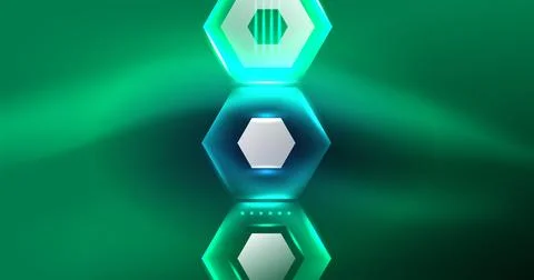 Neon hexagon background. Hi-tech design for wallpaper, banner, background Illustrazione stock