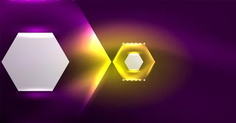 Neon hexagon background. Hi-tech design for wallpaper, banner, background Ilustración de archivo