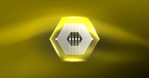 Neon hexagon background. Hi-tech design for wallpaper, banner, background Ilustración de archivo