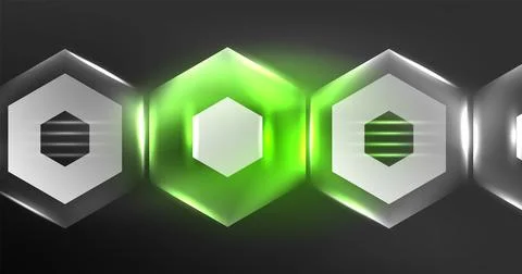 Neon hexagon background. Hi-tech design for wallpaper, banner, background Illustrazione stock