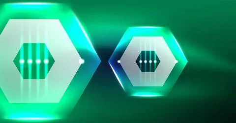Neon hexagon background. Hi-tech design for wallpaper, banner, background Illustrazione stock