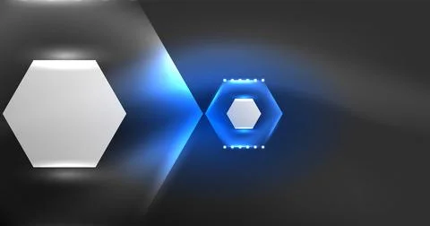 Neon hexagon background. Hi-tech design for wallpaper, banner, background Ilustración de archivo