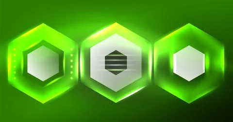 Neon hexagon background. Hi-tech design for wallpaper, banner, background Ilustración de archivo