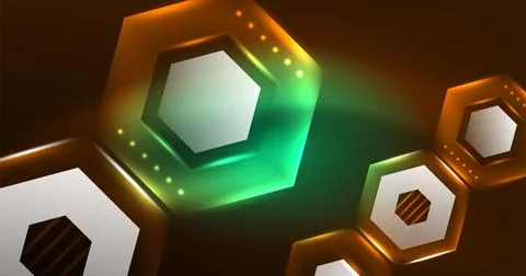 Neon hexagon background. Hi-tech design for wallpaper, banner, background Stock Illustration