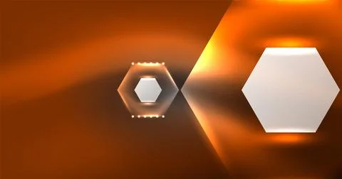 Neon hexagon background. Hi-tech design for wallpaper, banner, background Ilustración de archivo