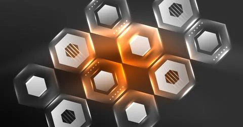 Neon hexagon background. Hi-tech design for wallpaper, banner, background Stock Illustration