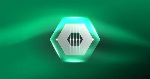 Neon hexagon background. Hi-tech design for wallpaper, banner, background Ilustración de archivo