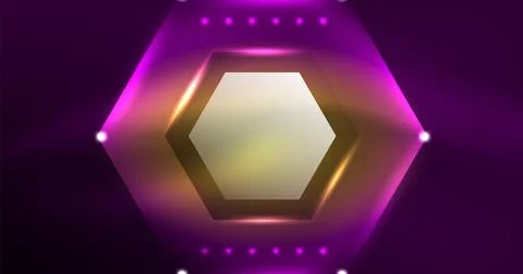 Neon hexagon background. Hi-tech design for wallpaper, banner, background Stock Illustration