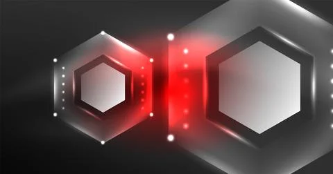 Neon hexagon background. Hi-tech design for wallpaper, banner, background Ilustración de archivo