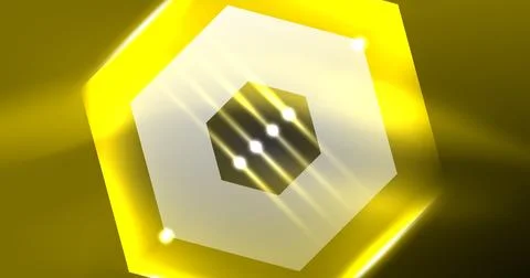 Neon hexagon background. Hi-tech design for wallpaper, banner, background Ilustración de archivo