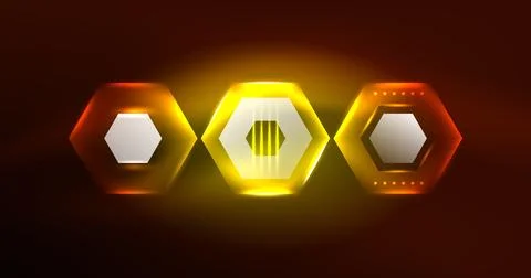 Neon hexagon background. Hi-tech design for wallpaper, banner, background イラスト素材