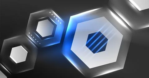 Neon hexagon background. Hi-tech design for wallpaper, banner, background Stock Illustration
