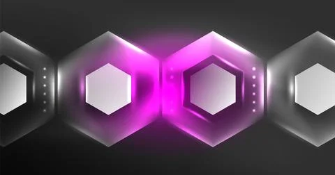 Neon hexagon background. Hi-tech design for wallpaper, banner, background Stock Illustration