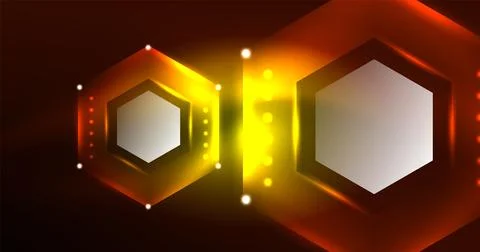 Neon hexagon background. Hi-tech design for wallpaper, banner, background Stock Illustration