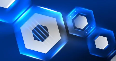 Neon hexagon background. Hi-tech design for wallpaper, banner, background Stock Illustration