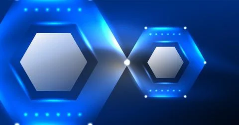 Neon hexagon background. Hi-tech design for wallpaper, banner, background Ilustración de archivo