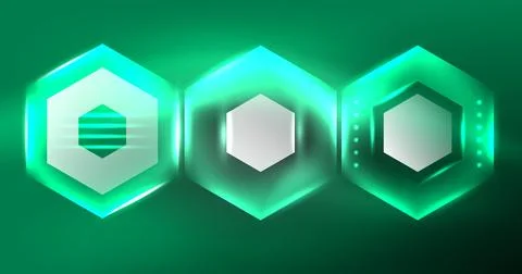 Neon hexagon background. Hi-tech design for wallpaper, banner, background 스톡 일러스트