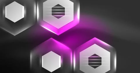 Neon hexagon background. Hi-tech design for wallpaper, banner, background Stock Illustration