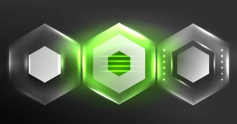 Neon hexagon background. Hi-tech design for wallpaper, banner, background Ilustración de archivo