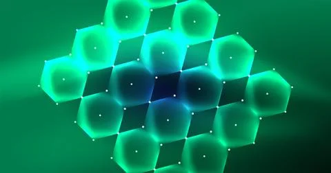 Neon hexagon background. Hi-tech design for wallpaper, banner, background Ilustración de archivo