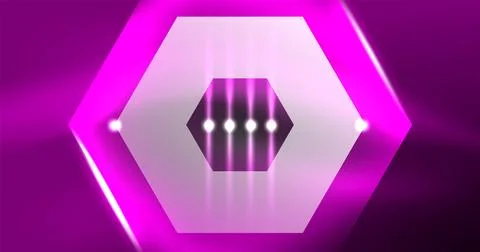 Neon hexagon background. Hi-tech design for wallpaper, banner, background Ilustración de archivo