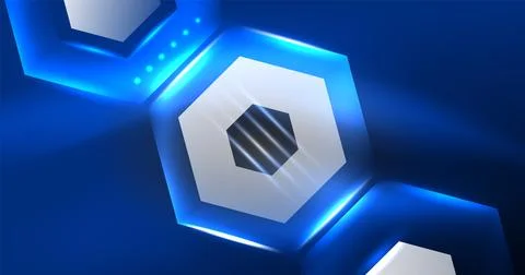 Neon hexagon background. Hi-tech design for wallpaper, banner, background Stock Illustration