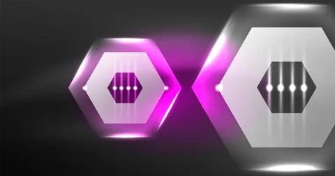 Neon hexagon background. Hi-tech design for wallpaper, banner, background Ilustración de archivo