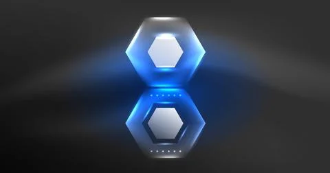 Neon hexagon background. Hi-tech design for wallpaper, banner, background Ilustración de archivo