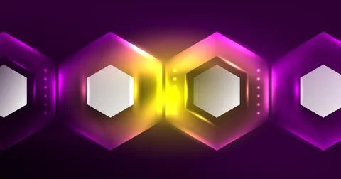 Neon hexagon background. Hi-tech design for wallpaper, banner, background Illustrazione stock