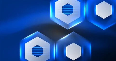 Neon hexagon background. Hi-tech design for wallpaper, banner, background Stock Illustration
