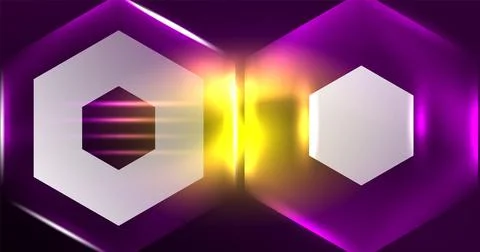 Neon hexagon background. Hi-tech design for wallpaper, banner, background Stock Illustration