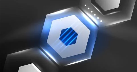 Neon hexagon background. Hi-tech design for wallpaper, banner, background Stock Illustration