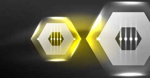 Neon hexagon background. Hi-tech design for wallpaper, banner, background Ilustración de archivo
