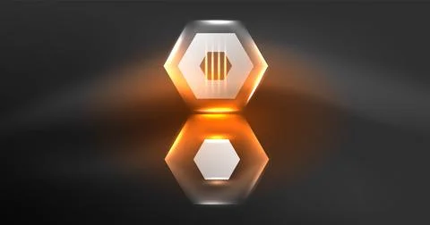 Neon hexagon background. Hi-tech design for wallpaper, banner, background Ilustración de archivo