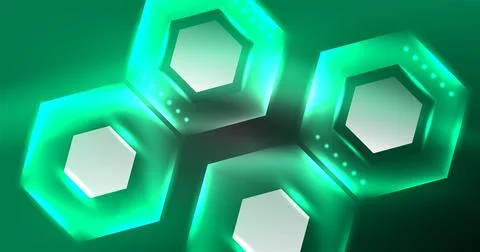 Neon hexagon background. Hi-tech design for wallpaper, banner, background 스톡 일러스트