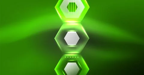 Neon hexagon background. Hi-tech design for wallpaper, banner, background Stock Illustration