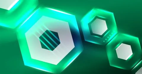 Neon hexagon background. Hi-tech design for wallpaper, banner, background イラスト素材