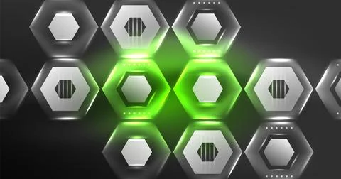Neon hexagon background. Hi-tech design for wallpaper, banner, background Stock Illustration