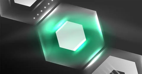 Neon hexagon background. Hi-tech design for wallpaper, banner, background 스톡 일러스트