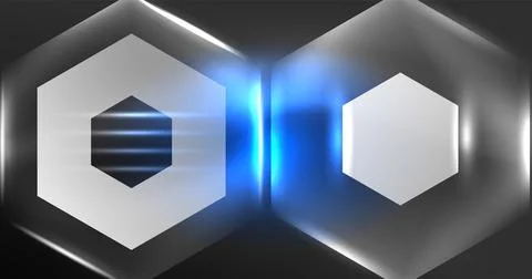 Neon hexagon background. Hi-tech design for wallpaper, banner, background Ilustración de archivo