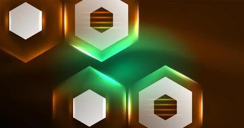 Neon hexagon background. Hi-tech design for wallpaper, banner, background Stock Illustration