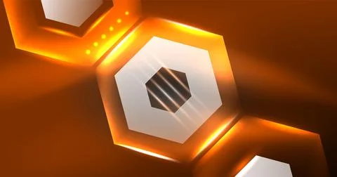 Neon hexagon background. Hi-tech design for wallpaper, banner, background Ilustración de archivo