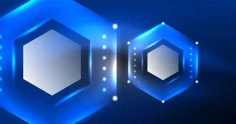 Neon hexagon background. Hi-tech design for wallpaper, banner, background Stock Illustration