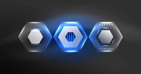 Neon hexagon background. Hi-tech design for wallpaper, banner, background 스톡 일러스트