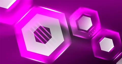 Neon hexagon background. Hi-tech design for wallpaper, banner, background Ilustración de archivo