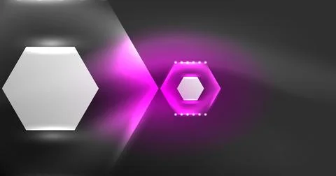 Neon hexagon background. Hi-tech design for wallpaper, banner, background Ilustración de archivo