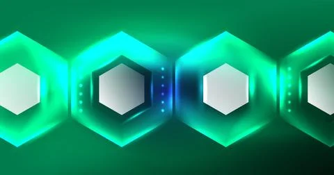 Neon hexagon background. Hi-tech design for wallpaper, banner, background Ilustración de archivo