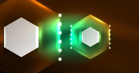 Neon hexagon background. Hi-tech design for wallpaper, banner, background Stock Illustration