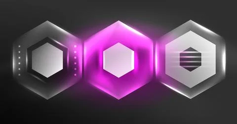 Neon hexagon background. Hi-tech design for wallpaper, banner, background Stock Illustration
