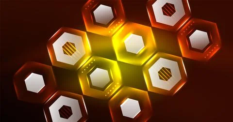Neon hexagon background. Hi-tech design for wallpaper, banner, background Stock Illustration